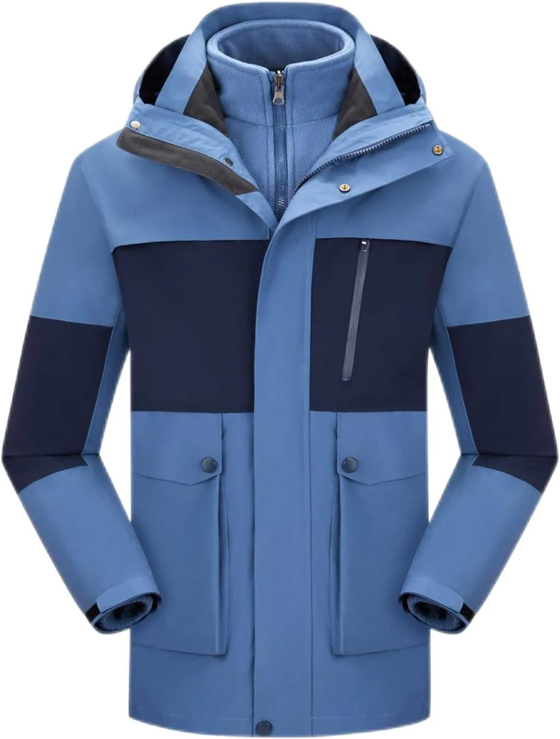 XUNRYAN Mens Womens Waterproof Rain Jacket Lightweight Fleece Lined Outdoor Raincoat Hooded Ski Snowboard Jacket Activewear