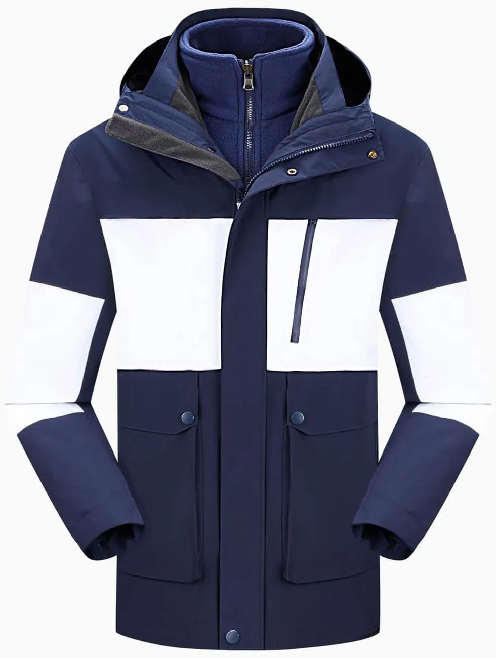 XUNRYAN Mens Womens Waterproof Rain Jacket Lightweight Fleece Lined Outdoor Raincoat Hooded Ski Snowboard Jacket Activewear