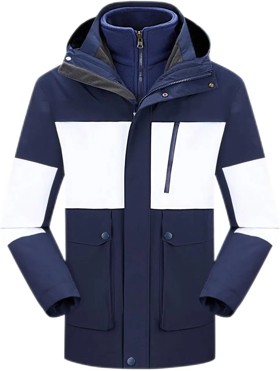 XUNRYAN Mens Womens Waterproof Rain Jacket Lightweight Fleece Lined Outdoor Raincoat Hooded Ski Snowboard Jacket Activewear