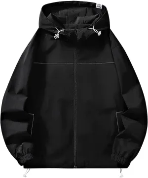XUNRYAN Women's Waterproof Rain Jacket Windbreaker Lightweight Raincoat Hooded Hiking Travel Outdoor Activewear Sports Coat