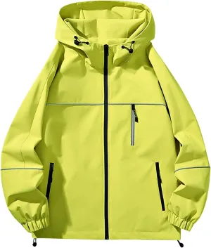 XUNRYAN Women's Waterproof Rain Jacket Windbreaker Lightweight Raincoat Hooded Hiking Travel Outdoor Activewear Sports Coat