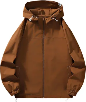XUNRYAN Women's Waterproof Rain Jacket Windbreaker Lightweight Raincoat Hooded Hiking Travel Outdoor Activewear Sports Coat
