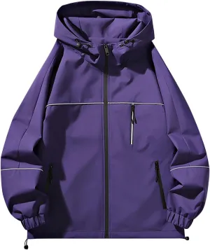 XUNRYAN Women's Waterproof Rain Jacket Windbreaker Lightweight Raincoat Hooded Hiking Travel Outdoor Activewear Sports Coat