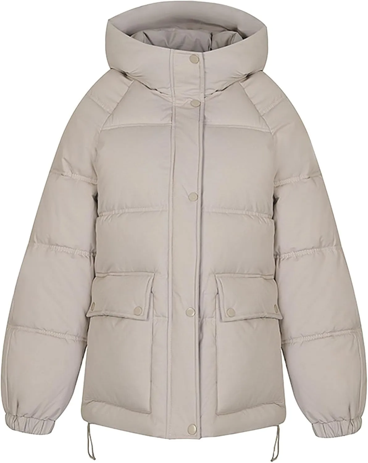 XUNRYAN Womens Winter Warm Down Coat Hooded Puffer Jackets Baggy Quilted Lightweight Cropped Jackets Overcoat Activewear