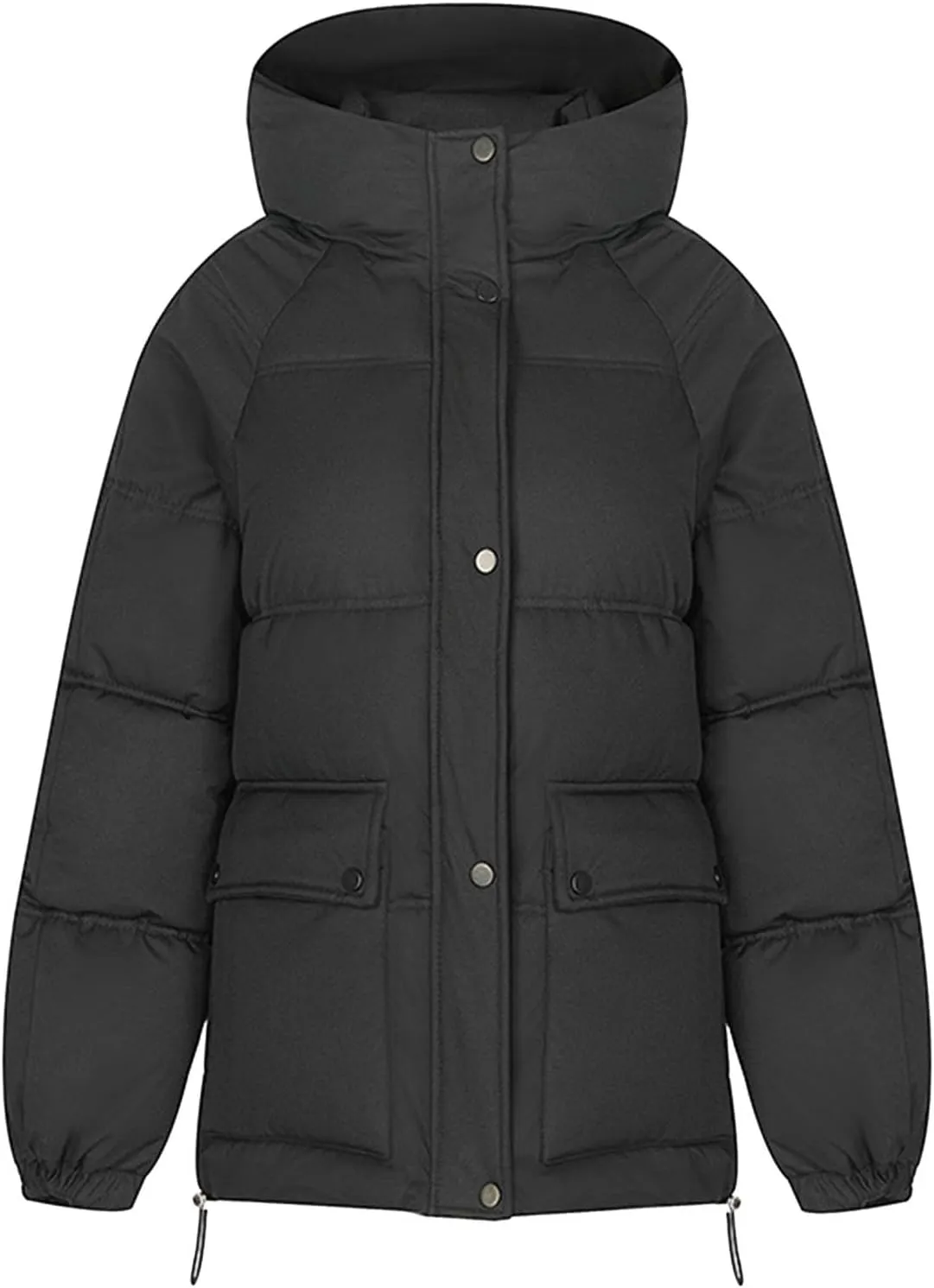 XUNRYAN Womens Winter Warm Down Coat Hooded Puffer Jackets Baggy Quilted Lightweight Cropped Jackets Overcoat Activewear