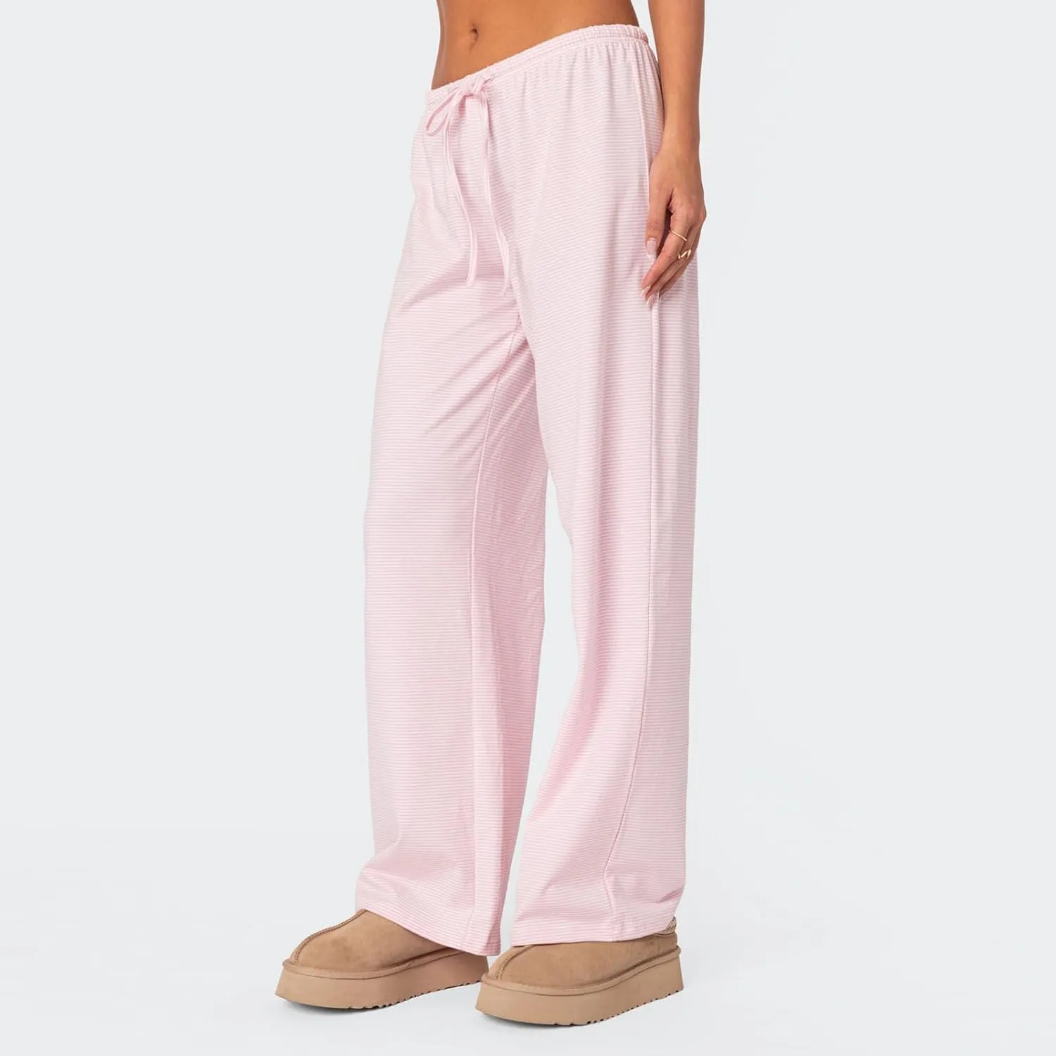 Y2k Striped Pants for Women Wide Leg Drawstring Elastic Low Rise Pajama Pants Lounge Wear Trousers