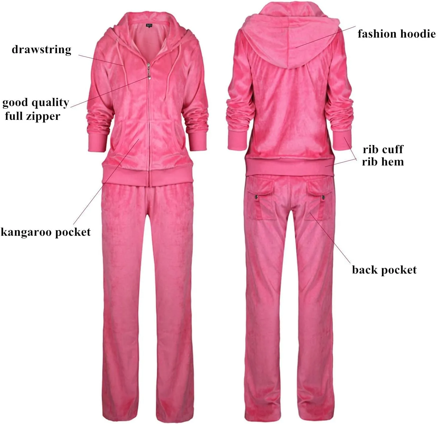 Yasumond Velour Tracksuit Womens 2 Pieces Joggers Outfits Jogging Sweatsuits Set Soft Sports Sweat Suits Pants