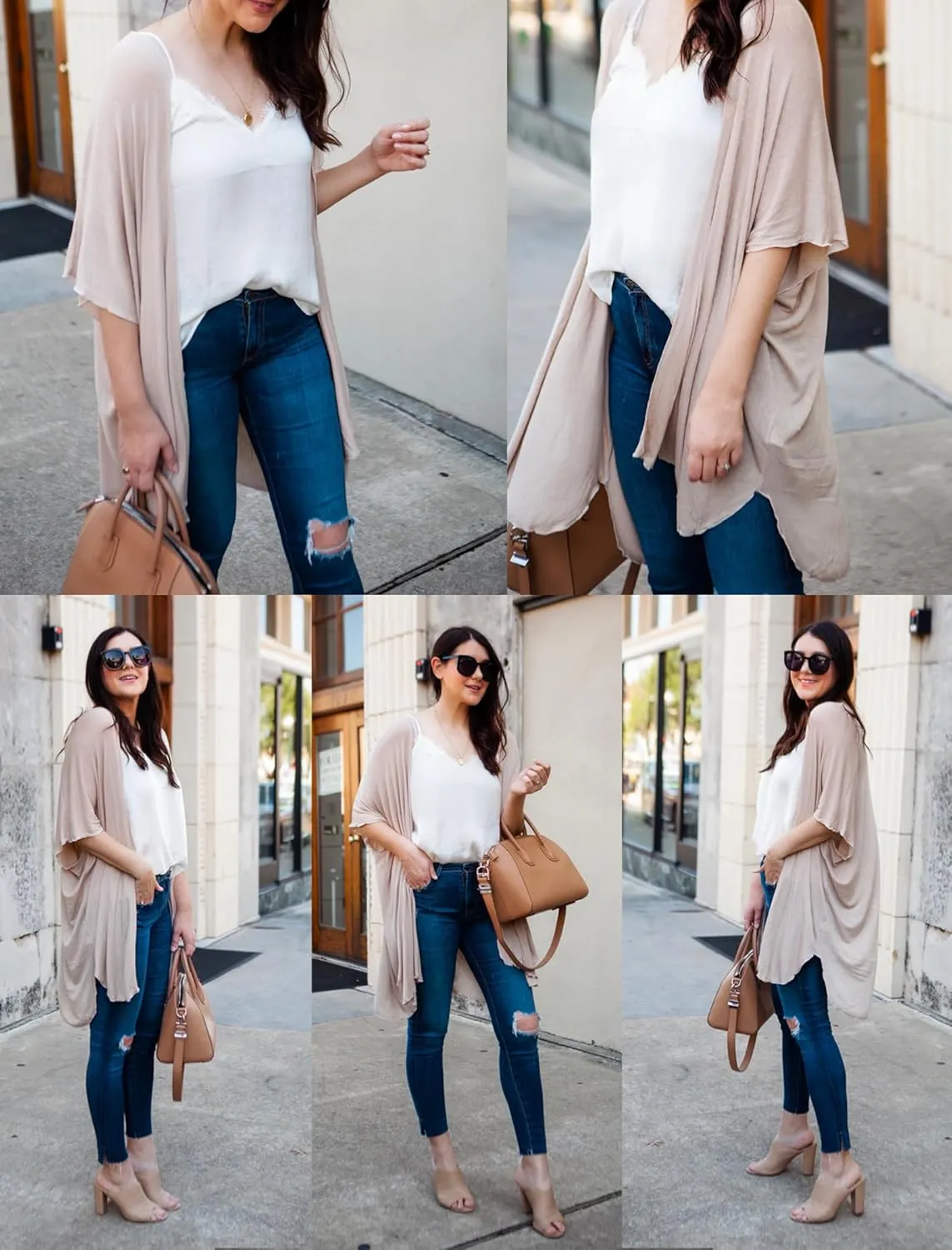 Yekaty Women Cardigan 3/4 Sleeves Open Front Lightweight Cardigan Draped Ruffles Knit Cardigan