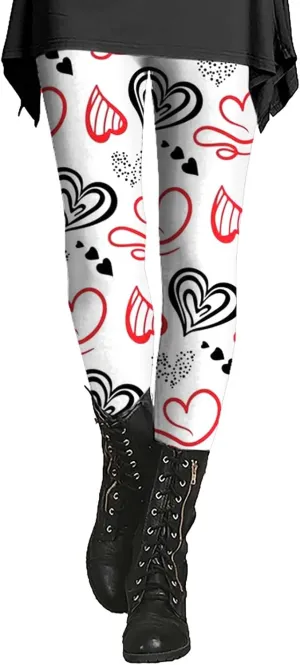 Yoga Leggings for Women Flare Valentines Leggings Fleece Lined Pants Love Heart Heart