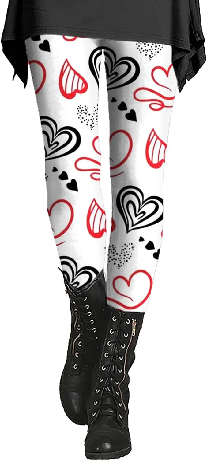 Yoga Leggings for Women Flare Valentines Leggings Fleece Lined Pants Love Heart Heart