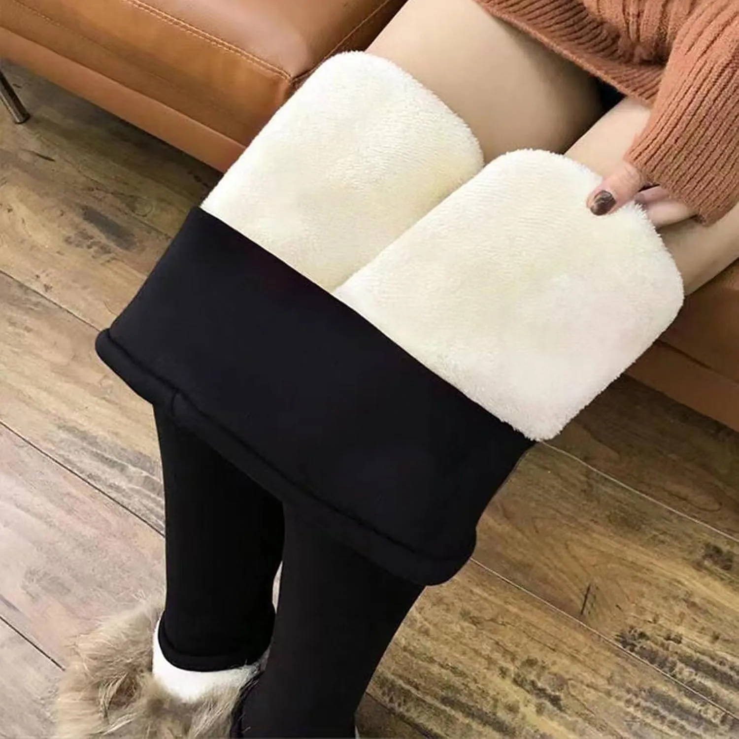 ZEFOTIM Thermal Leggings for Women Thermals Outdoor Thick Pants Thermal Soild High Waist Winter Tights