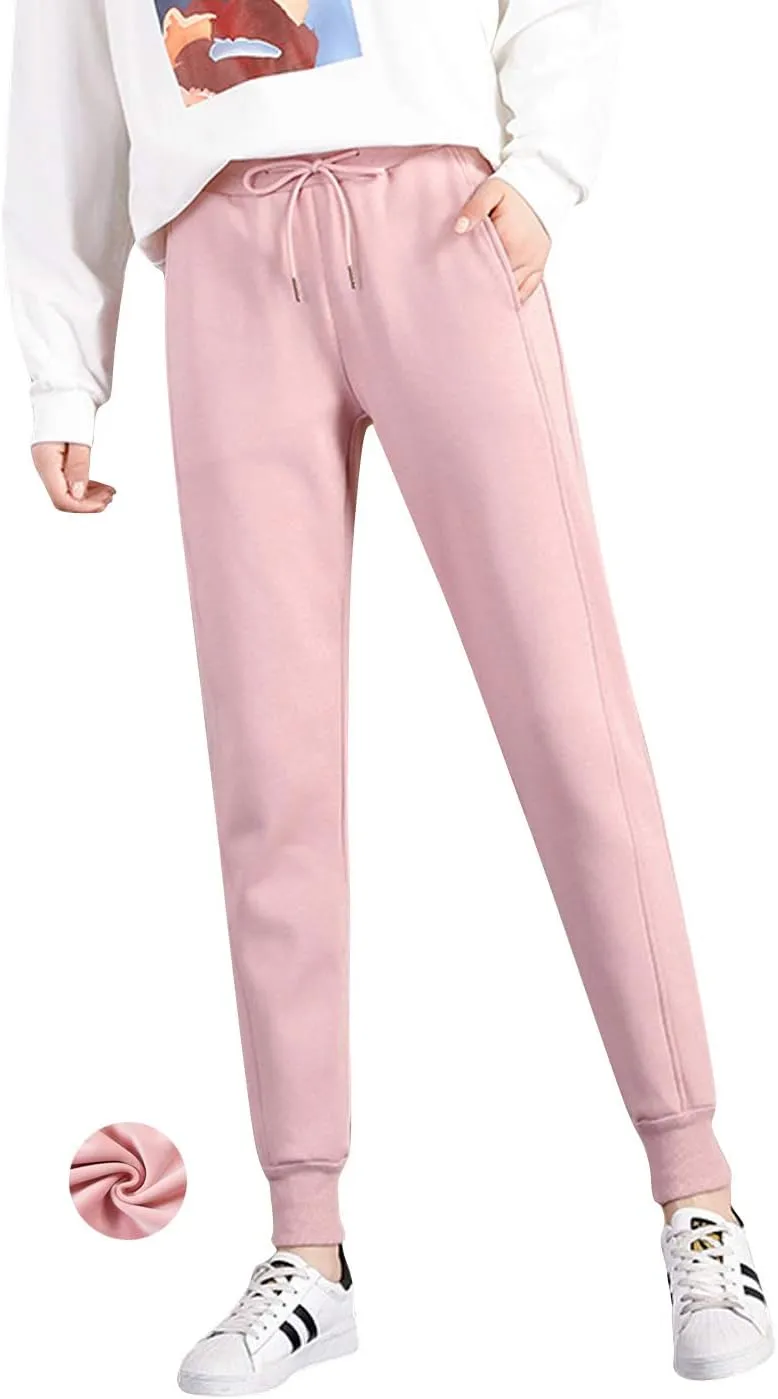 ZGZZ7 Women's Winter Warm Running Athletic Fleece-Lined Jogger Pants Warm Comfy Active Sweatpants