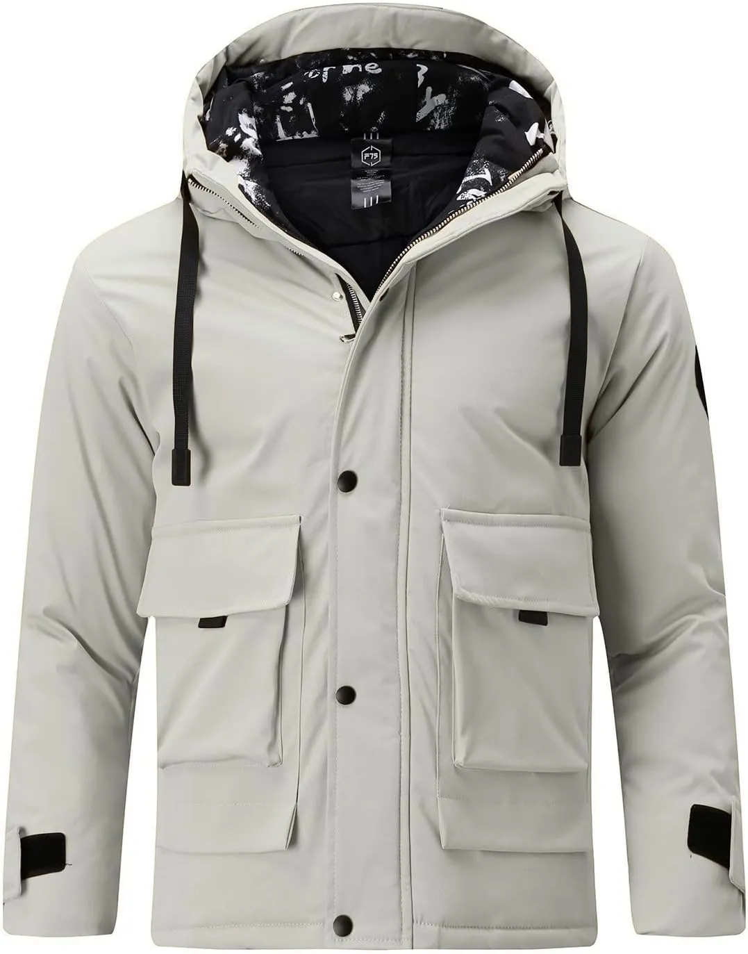 ZYXTIM Lightweight Hooded Jacket Men Casual Full Zip Drawstring Waterproof Windbreaker Softshell Jacket Coat with Pocket