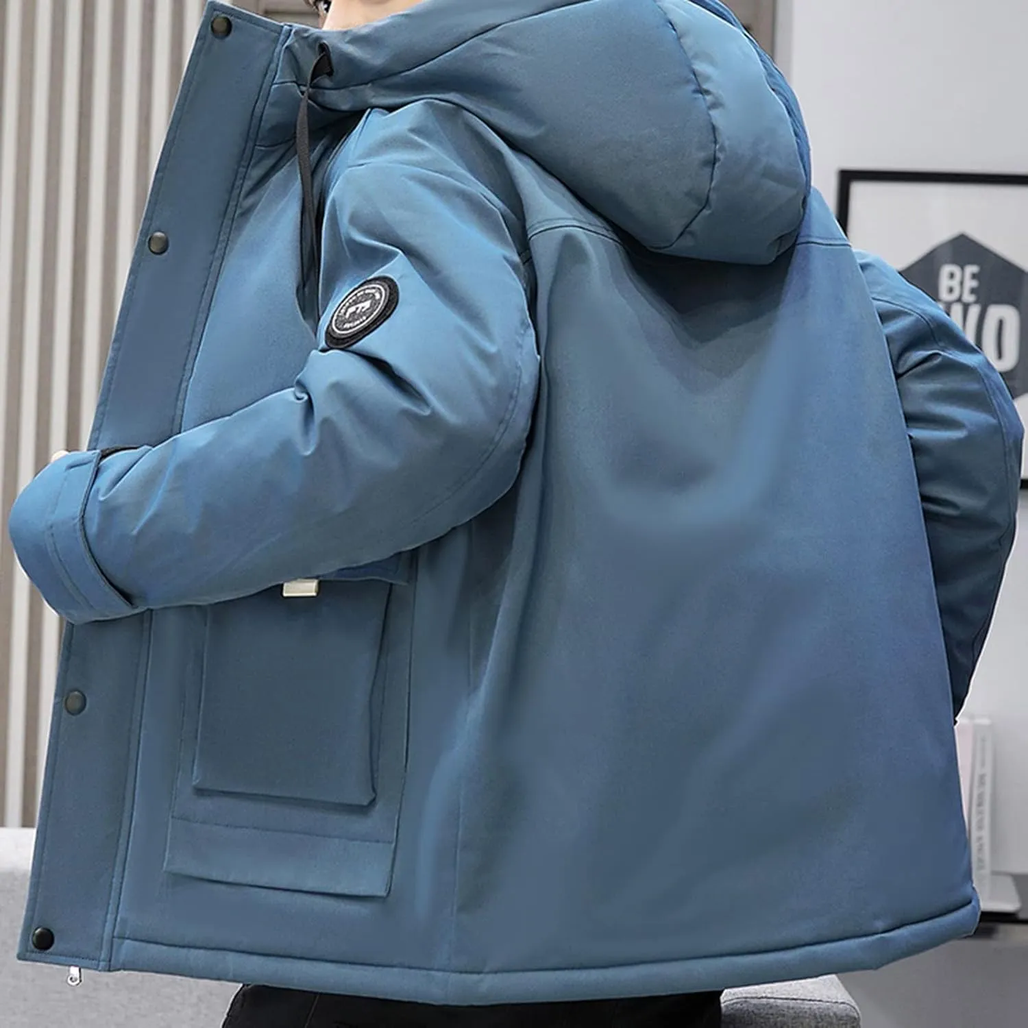 ZYXTIM Lightweight Hooded Jacket Men Casual Full Zip Drawstring Waterproof Windbreaker Softshell Jacket Coat with Pocket